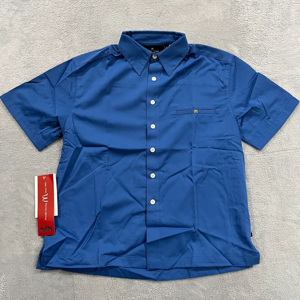 McDonald's Shirt‎ Mens Small Button Up Blue Short Sleeve Uniform Ronald McDonald